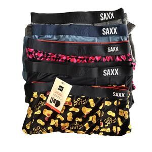Saxx Boxer Briefs w/Fly Lot of 5 Men's 4XL Ballpark Pouch Fly Multicolor